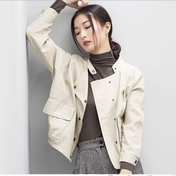 women's leather & faux autumn women casual jacket loose turn-down collar biker punk jackets ladies motorcycle pu coats x537, Black
women's leather & faux autumn women casual jacket loose turn-down collar biker punk jackets ladies motorcycle pu coats x537, Black