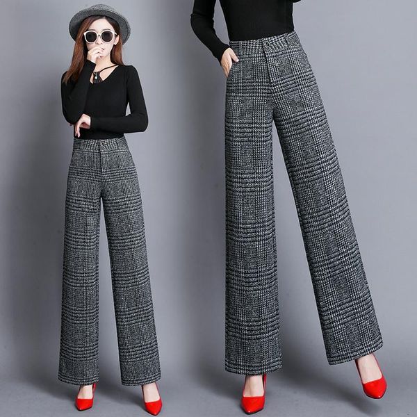 women's pants & capris fashion temperament plaid woolen autumn and winter thickening high waist slim loose wide leg, Black;white
women's pants & capris fashion temperament plaid woolen autumn and winter thickening high waist slim loose wide leg, Black;white