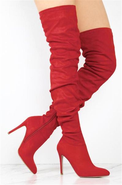 boots sestito woman fashion pleated pointed toe over-the-knee girls zipper super high heels long female suede red, Black
boots sestito woman fashion pleated pointed toe over-the-knee girls zipper super high heels long female suede red, Black