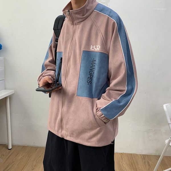 men's jackets men and coats fashion 2021 spring streetwear jacket zipper male patchwork coat outwear, Black;brown
men's jackets men and coats fashion 2021 spring streetwear jacket zipper male patchwork coat outwear, Black;brown