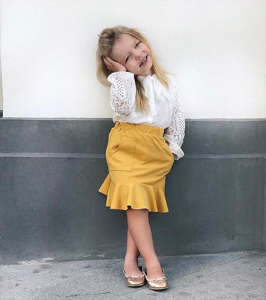 children toddler girl two pieces set long sleeve lace shirt ruffle skirt suit kids clothing, White
children toddler girl two pieces set long sleeve lace shirt ruffle skirt suit kids clothing, White