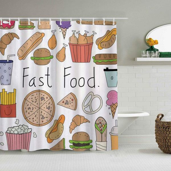 shower curtain fast food lettering aliment doodle ice cream sandwich hamburger fries donuts pizza multicolor waterproof bath
shower curtain fast food lettering aliment doodle ice cream sandwich hamburger fries donuts pizza multicolor waterproof bath