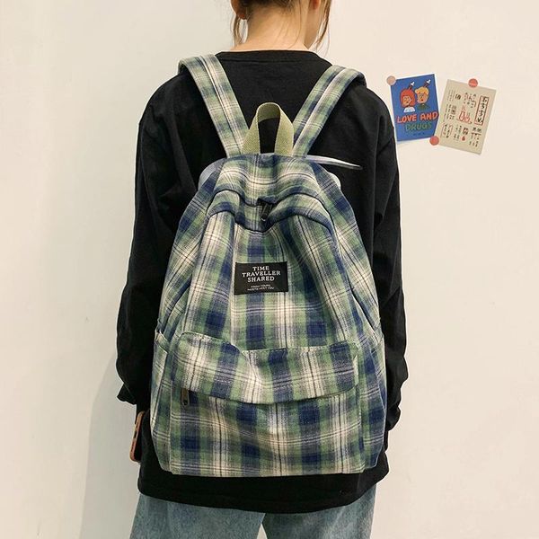 school bags fashion girls college bag casual simple women backpack plaid bagpack for teenage boys travel shoulder rucksack 
school bags fashion girls college bag casual simple women backpack plaid bagpack for teenage boys travel shoulder rucksack