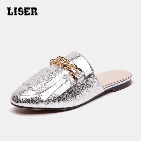 slippers fashion flat mules shoes women shining tassel metal chain cover toe slipper summer party beach sliver golden for ladies, Black
slippers fashion flat mules shoes women shining tassel metal chain cover toe slipper summer party beach sliver golden for ladies, Black