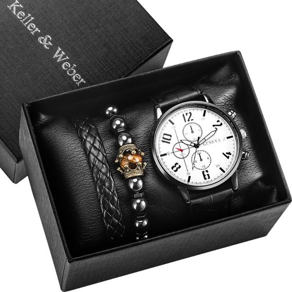 wristwatches men watch gift set black fashion male bracelet classic white digital quartz dial leather strap buckle practical present for dad, Slivery;brown
wristwatches men watch gift set black fashion male bracelet classic white digital quartz dial leather strap buckle practical present for dad, Slivery;brown