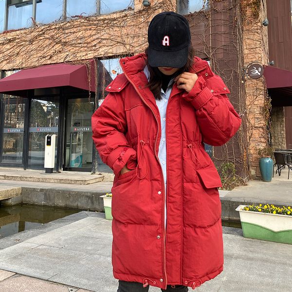 down jacket female white duck medium and long korean loose drawstring hooded stand collar over knee trend off-season coat, Black
down jacket female white duck medium and long korean loose drawstring hooded stand collar over knee trend off-season coat, Black