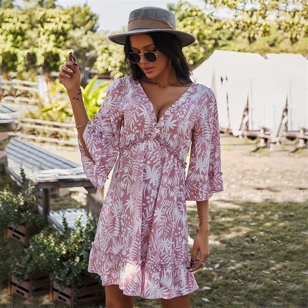 deep v neck print loose half sleeve high waist ruffles spring summer dress for women new fashion, Black;gray
deep v neck print loose half sleeve high waist ruffles spring summer dress for women new fashion, Black;gray