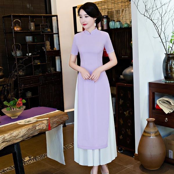 ethnic clothing qipao long cheongsams dress vietnam style lady chinese traditional summer solid color vintage oriental robes vd8b, Red
ethnic clothing qipao long cheongsams dress vietnam style lady chinese traditional summer solid color vintage oriental robes vd8b, Red