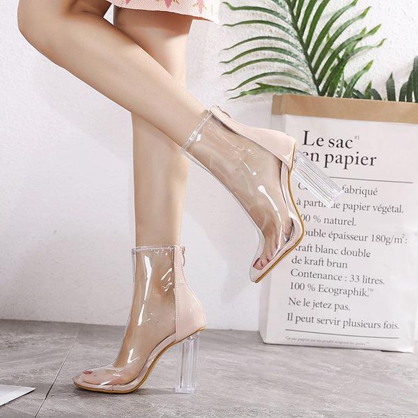 boots 2021 crystal thick heel transparent glue color matching high pointed women's cool night club, Black
boots 2021 crystal thick heel transparent glue color matching high pointed women's cool night club, Black