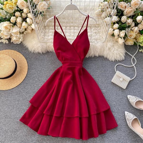 summer v neck sling cascade womens dress ruffles short high waist slim beach backless butterfly bandage red dresses, Black;gray
summer v neck sling cascade womens dress ruffles short high waist slim beach backless butterfly bandage red dresses, Black;gray