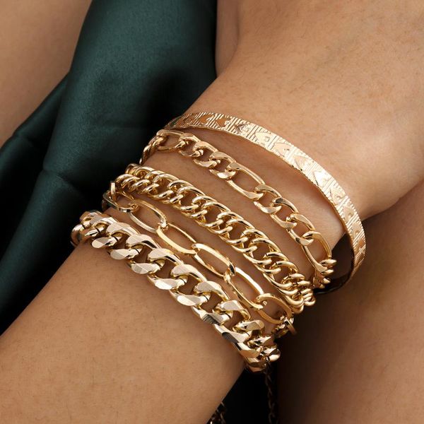 charm bracelets punk curb cuban chain women's bracelet women miami bohemian thick gold color woman bangle fashion jewelry, Golden;silver
charm bracelets punk curb cuban chain women's bracelet women miami bohemian thick gold color woman bangle fashion jewelry, Golden;silver