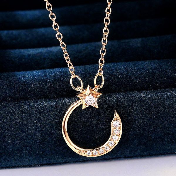 pendant necklaces gold color exquisite zircon star moon necklace for women shiny rhinestone clavicle chain party engagement jewelry gifts, Silver
pendant necklaces gold color exquisite zircon star moon necklace for women shiny rhinestone clavicle chain party engagement jewelry gifts, Silver