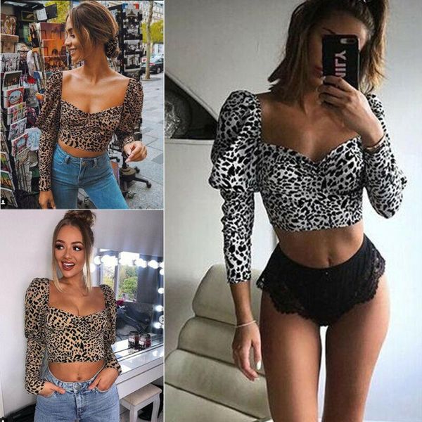 women leopard crop shirts blouse ladies deep u collar long sleeve printing pullovers high street slim blusa chemise ol women's, White
women leopard crop shirts blouse ladies deep u collar long sleeve printing pullovers high street slim blusa chemise ol women's, White