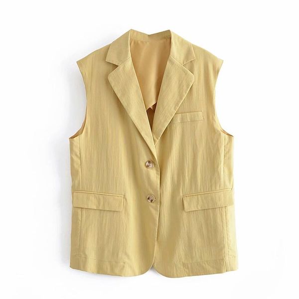women's vests yellow loose jacket, large sleeveless vest with pockets and neckline, spring 2021, Black;white
women's vests yellow loose jacket, large sleeveless vest with pockets and neckline, spring 2021, Black;white