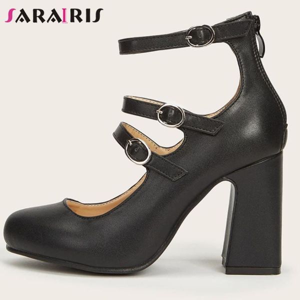 sarairis solid buckle shallow round toe pumps women high heel vintage design dress concise ladies shoes, Black
sarairis solid buckle shallow round toe pumps women high heel vintage design dress concise ladies shoes, Black