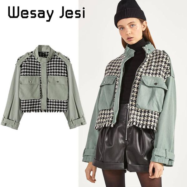 fashion trend 2021 women's jacket coat autumn stitching tweed high collar retro loose big pocket light green jackets, Black;brown
fashion trend 2021 women's jacket coat autumn stitching tweed high collar retro loose big pocket light green jackets, Black;brown