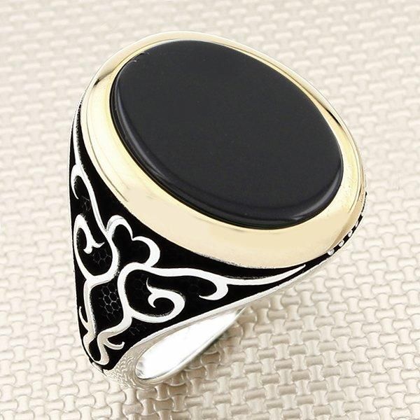 oxidized round black onyx stone men silver ring with bronze color symmetrical motif made in turkey solid 925 sterling cluster rings, Golden;silver
oxidized round black onyx stone men silver ring with bronze color symmetrical motif made in turkey solid 925 sterling cluster rings, Golden;silver