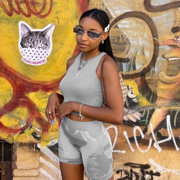 women's tracksuits 2021 ladies boyfriend style sports two-piece suit spring and summer fashion casual vest shorts, Gray
women's tracksuits 2021 ladies boyfriend style sports two-piece suit spring and summer fashion casual vest shorts, Gray