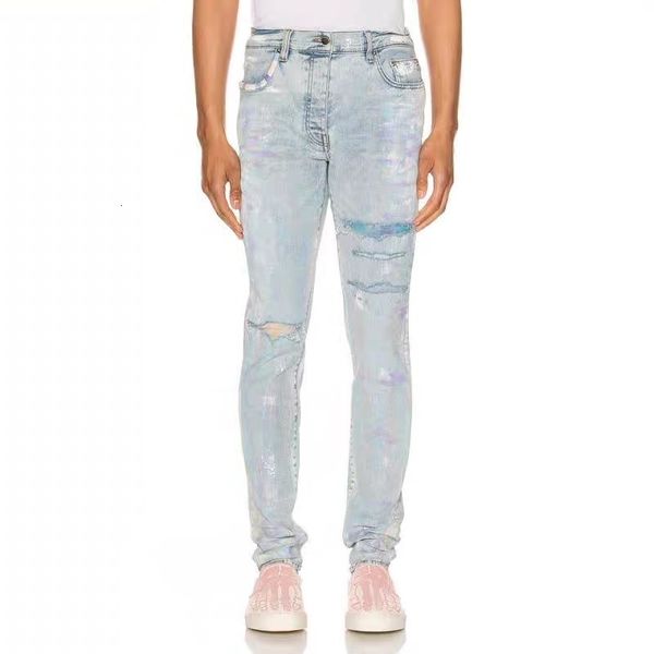 fashion 20ss am spring and summer bleach hole tie dye patchwork slim jeans men's high street, Blue
fashion 20ss am spring and summer bleach hole tie dye patchwork slim jeans men's high street, Blue