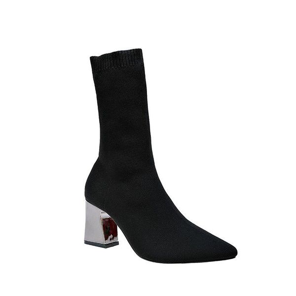 boots and sleeve wool pointed thick autumn heel woven elastic stockings mid tube high women's, Black
boots and sleeve wool pointed thick autumn heel woven elastic stockings mid tube high women's, Black