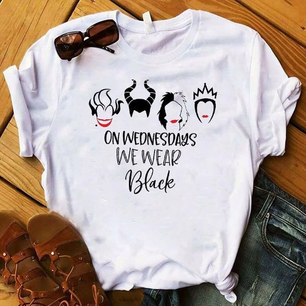 wednesdays we wear black print women t shirts short sleeve tee female clothes graphic, White
wednesdays we wear black print women t shirts short sleeve tee female clothes graphic, White