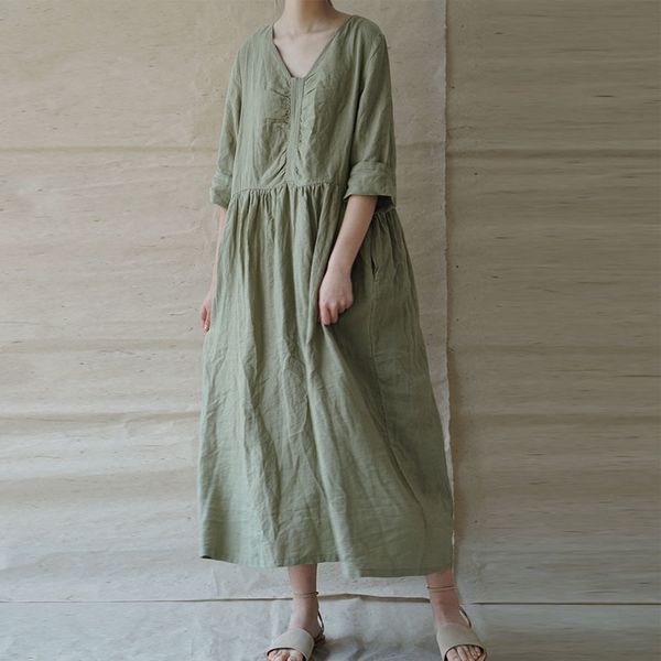 johnature simple fashion v-neck pocket three quarter sleeve cotton linen dresses summer comfortable 3 color women dress 210521, Black;gray
johnature simple fashion v-neck pocket three quarter sleeve cotton linen dresses summer comfortable 3 color women dress 210521, Black;gray