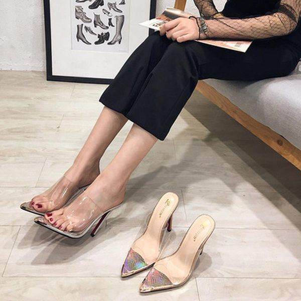 sandals 2021 pvc mules shoes nude transparent slippers pointed toed thin high heels women slides, Black
sandals 2021 pvc mules shoes nude transparent slippers pointed toed thin high heels women slides, Black