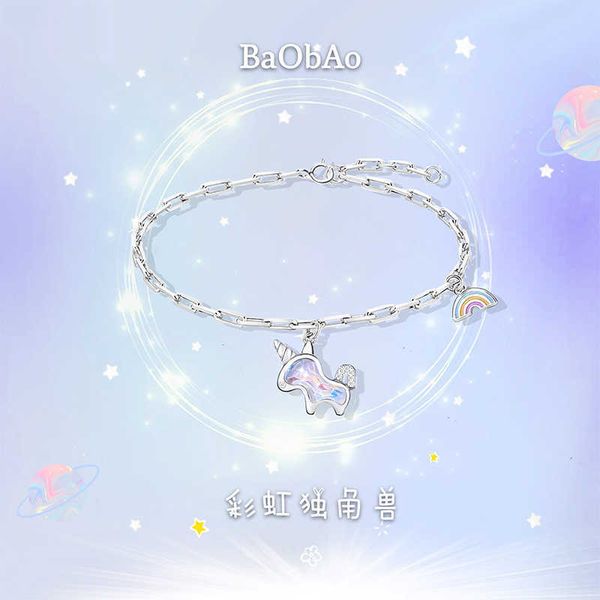baobao design s925 sterling sier aurora dream rainbow unicorn treasure girl heart bracelet female minority, Golden;silver
baobao design s925 sterling sier aurora dream rainbow unicorn treasure girl heart bracelet female minority, Golden;silver