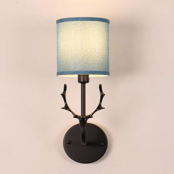 bedside antler wall light fixture with white / blue cloth lampshade mounted sconce indoor farmhouse bathroom fixtures lamp
bedside antler wall light fixture with white / blue cloth lampshade mounted sconce indoor farmhouse bathroom fixtures lamp