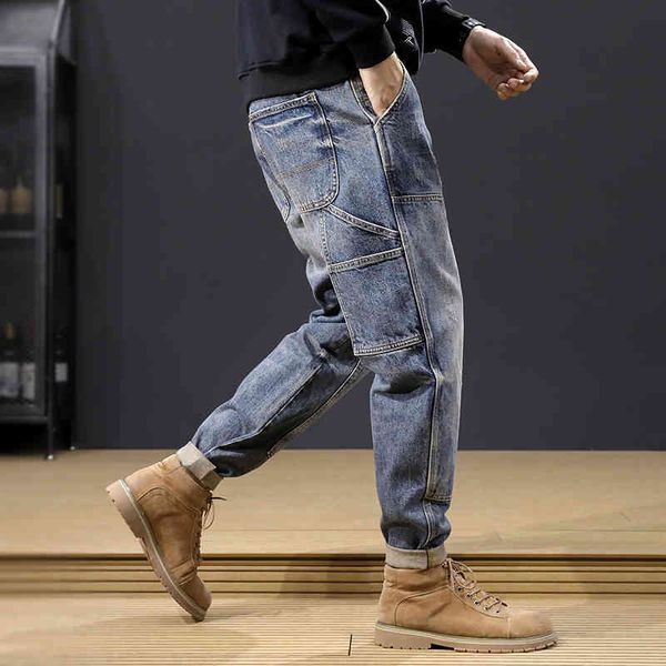 jeans japanese fashion jean spliced designer big pocket cargo pants loose fit wide leg trousers streetwear hip hop harem jeans men, Blue
jeans japanese fashion jean spliced designer big pocket cargo pants loose fit wide leg trousers streetwear hip hop harem jeans men, Blue