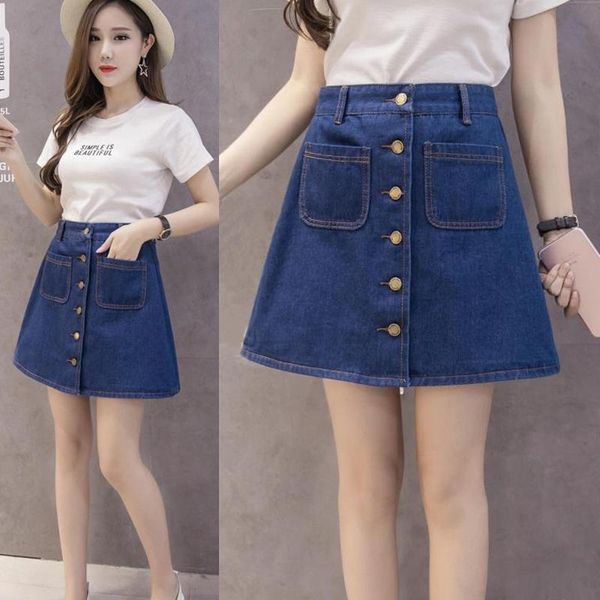 women summer a-line jeans skirt high waist button mini denim half body casual short skirts thj99, Black
women summer a-line jeans skirt high waist button mini denim half body casual short skirts thj99, Black