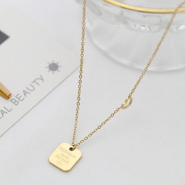 pendant necklaces square brand love heart simple classic fall in necklace english clavicle chain titanium steel plating, Silver
pendant necklaces square brand love heart simple classic fall in necklace english clavicle chain titanium steel plating, Silver