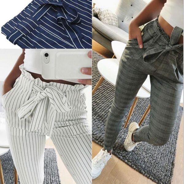 women's pants & capris 2021 autumn winter casual loose high waist plaid long pencil with bow tie belt trousers, Black;white
women's pants & capris 2021 autumn winter casual loose high waist plaid long pencil with bow tie belt trousers, Black;white