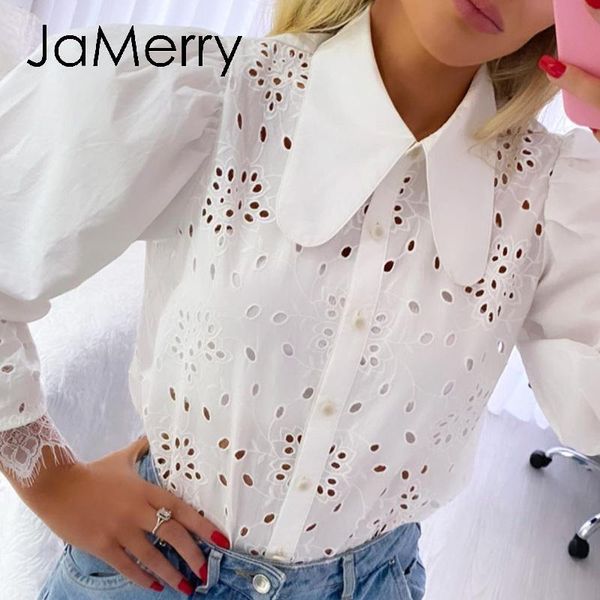 women's blouses & shirts jamerry casual turndown collar women blouse shirt bubble sleeve embroidery flower female office lady splice, White
women's blouses & shirts jamerry casual turndown collar women blouse shirt bubble sleeve embroidery flower female office lady splice, White