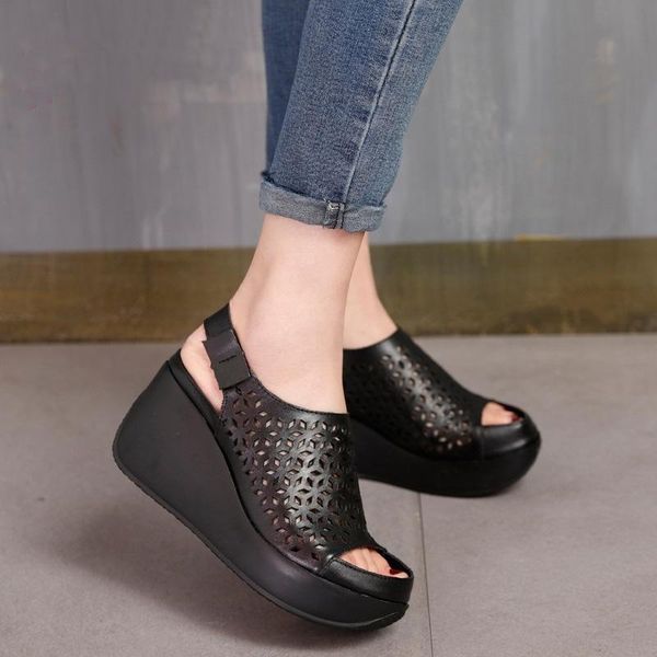 dress shoes female genuine leather sandals women summer retro hollow out party high heels wedge footwear 2021, Black
dress shoes female genuine leather sandals women summer retro hollow out party high heels wedge footwear 2021, Black
