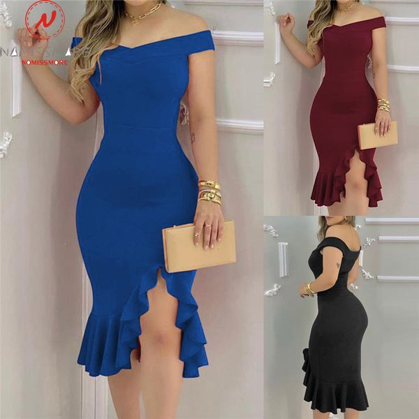 women summer solid color party dress irregular design ruffles decor off shoulder slash neck high waist slim hips dress, Black;gray
women summer solid color party dress irregular design ruffles decor off shoulder slash neck high waist slim hips dress, Black;gray