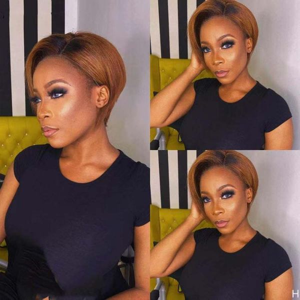 lace wigs short pixie cut human hair wig bob straight part ombre blonde color for black women with, Black;brown
lace wigs short pixie cut human hair wig bob straight part ombre blonde color for black women with, Black;brown