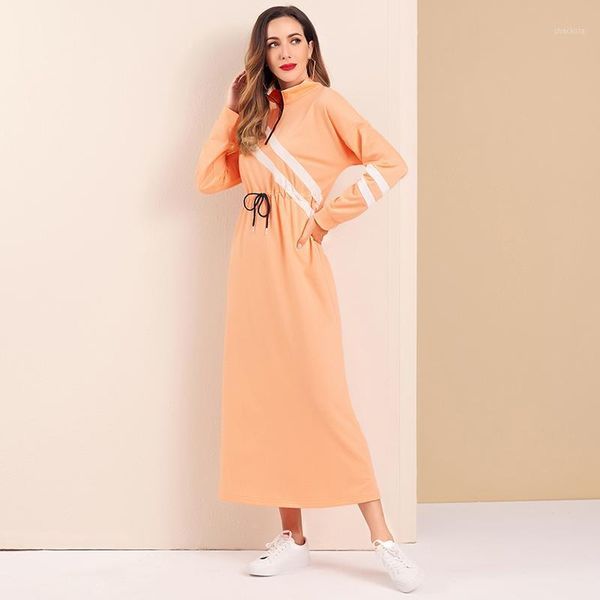 mai&fun women casual dress zip half placket contrast striped drawstring detail long sleeve maxi dresses autumn, Black;gray
mai&fun women casual dress zip half placket contrast striped drawstring detail long sleeve maxi dresses autumn, Black;gray