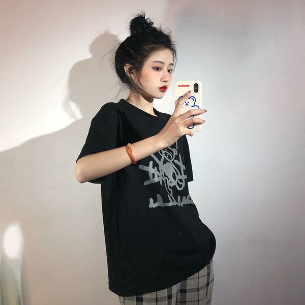 hoodies ytx183 summer trend lets graffiti bear imprint of female t-shirt, Black 
hoodies ytx183 summer trend lets graffiti bear imprint of female t-shirt, Black