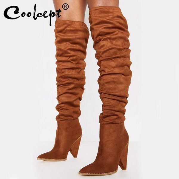 boots coolcept trend women over the knee pointed toe high heels shoes club party fashion winter footwear size 33-43, Black 
boots coolcept trend women over the knee pointed toe high heels shoes club party fashion winter footwear size 33-43, Black