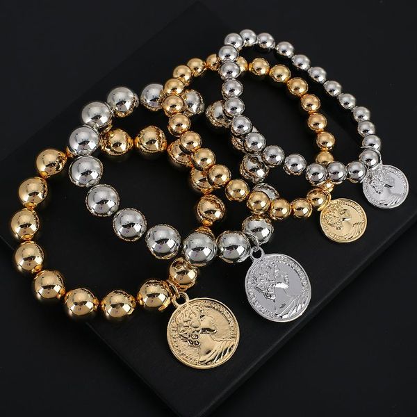 beaded, strands flashbuy simple gold color beads bracelets for women men acrylic elastic bead chain coin portrait charm bangles, Black
beaded, strands flashbuy simple gold color beads bracelets for women men acrylic elastic bead chain coin portrait charm bangles, Black