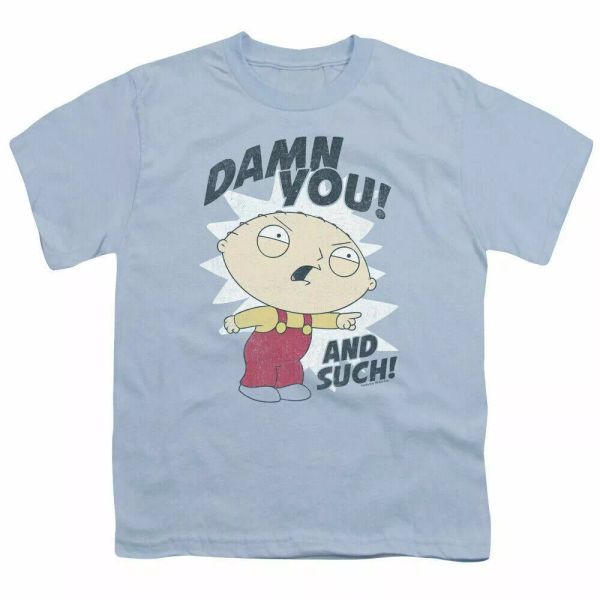 family guy and such kids youth t shirt licensed stewie cartoon tee light blue, White;black
family guy and such kids youth t shirt licensed stewie cartoon tee light blue, White;black
