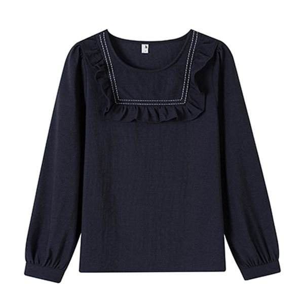 women chic white navy blue o neck long sleeve shirt blouse ruffle winter autumn lace b0736 210514
women chic white navy blue o neck long sleeve shirt blouse ruffle winter autumn lace b0736 210514