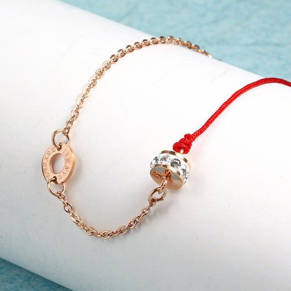 fashion simple personality rose gold roman digital ring fine red rope bracelet link, chain, Black
fashion simple personality rose gold roman digital ring fine red rope bracelet link, chain, Black