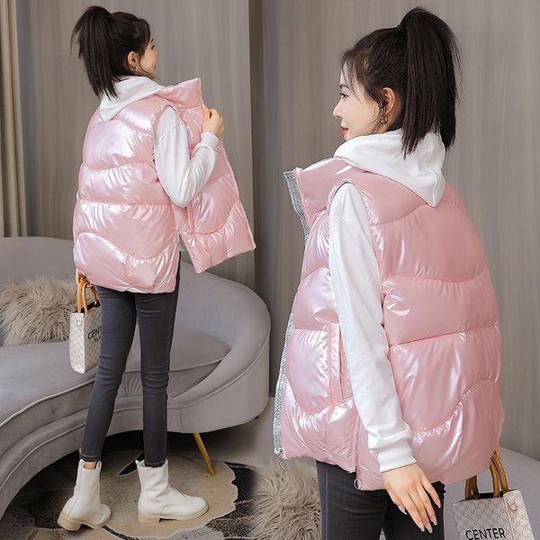 women's down & parkas autumn winter korean version short stand collar thick cotton vest shiny waistcoat jacket casaco feminino, Black
women's down & parkas autumn winter korean version short stand collar thick cotton vest shiny waistcoat jacket casaco feminino, Black