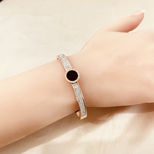 modern womens three rows diamond stainless steel bracelet bangle jewelry, Black
modern womens three rows diamond stainless steel bracelet bangle jewelry, Black