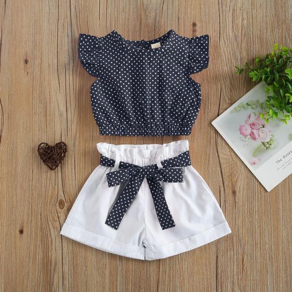 pieces kids suit set, polka dot print round neck sleeve + shorts with waist belt for summer baby girl clothes clothing sets, White
pieces kids suit set, polka dot print round neck sleeve + shorts with waist belt for summer baby girl clothes clothing sets, White