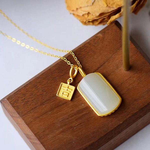 chains silver inlaid natural hetian sheep fat jade square pendant necklace chinese retro light luxury women's brand jewelry
chains silver inlaid natural hetian sheep fat jade square pendant necklace chinese retro light luxury women's brand jewelry