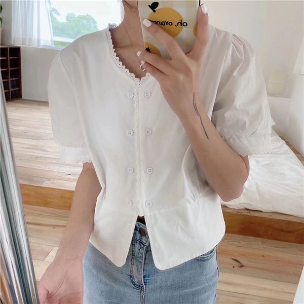 arrival patchwork lace solid chic high waist all match stylish shirts cardigans sweet short blouses 210421, White
arrival patchwork lace solid chic high waist all match stylish shirts cardigans sweet short blouses 210421, White