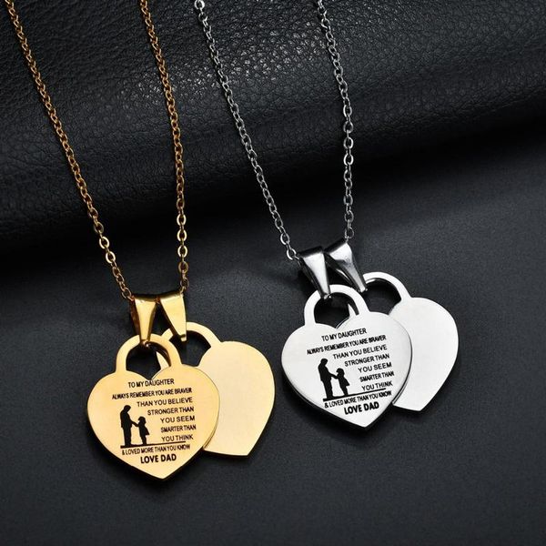 pendant necklaces to my daughter love dad heart necklace stainless steel double inspirational jewelry father's gift for, Silver
pendant necklaces to my daughter love dad heart necklace stainless steel double inspirational jewelry father's gift for, Silver